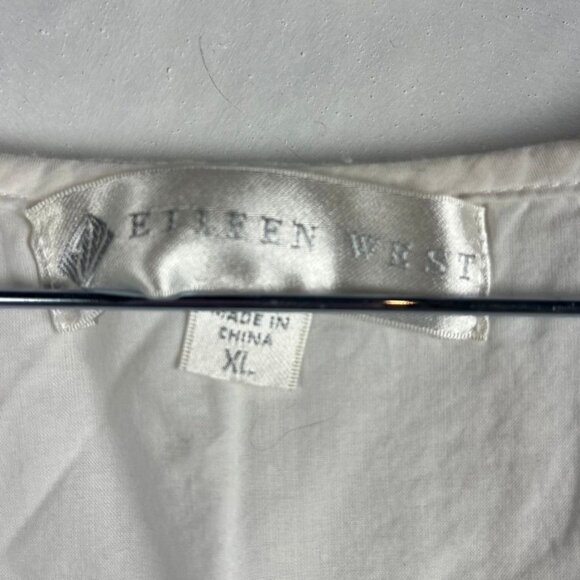 Eileen West White Cotton Nightgown With Eyelet Lace Trim & Floral Details XL - Picture 5 of 6